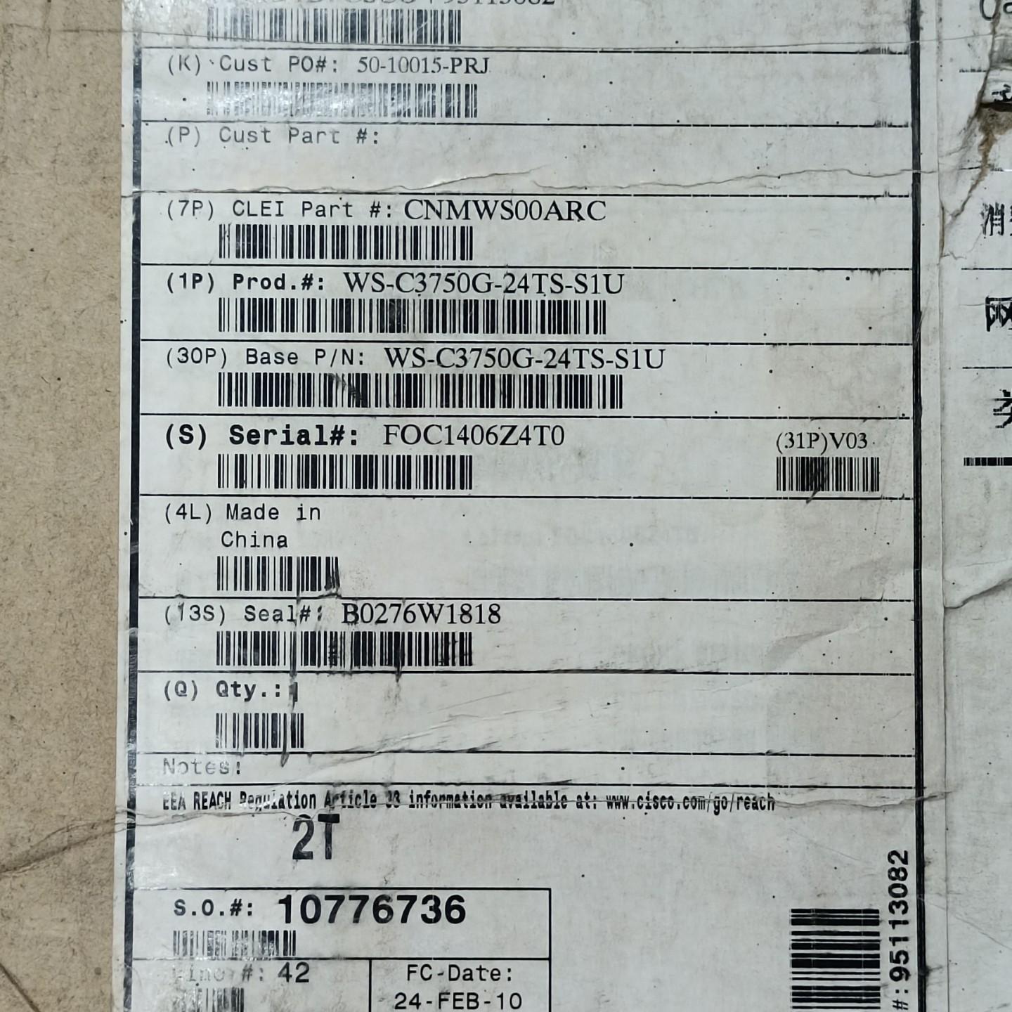 Cisco/思科  WS-C3750G-24TS-S1U 2