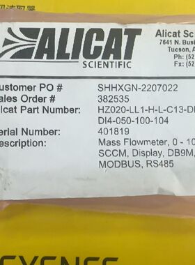 ALICAT流量计 HZ020-LL1-H-L-C13-DB