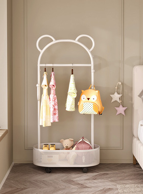儿童创意衣架家庭卧室床边衣架简单的地板站立可移动的小衣服存储