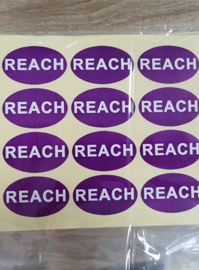 紫色REACH标签40*25MM黑字环保标签REACH认证标签现货400贴/包