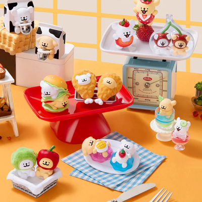 线条小狗盲盒快餐店系列迷你公仔