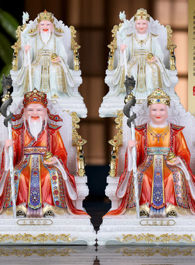 汉白玉土地公土地婆神像