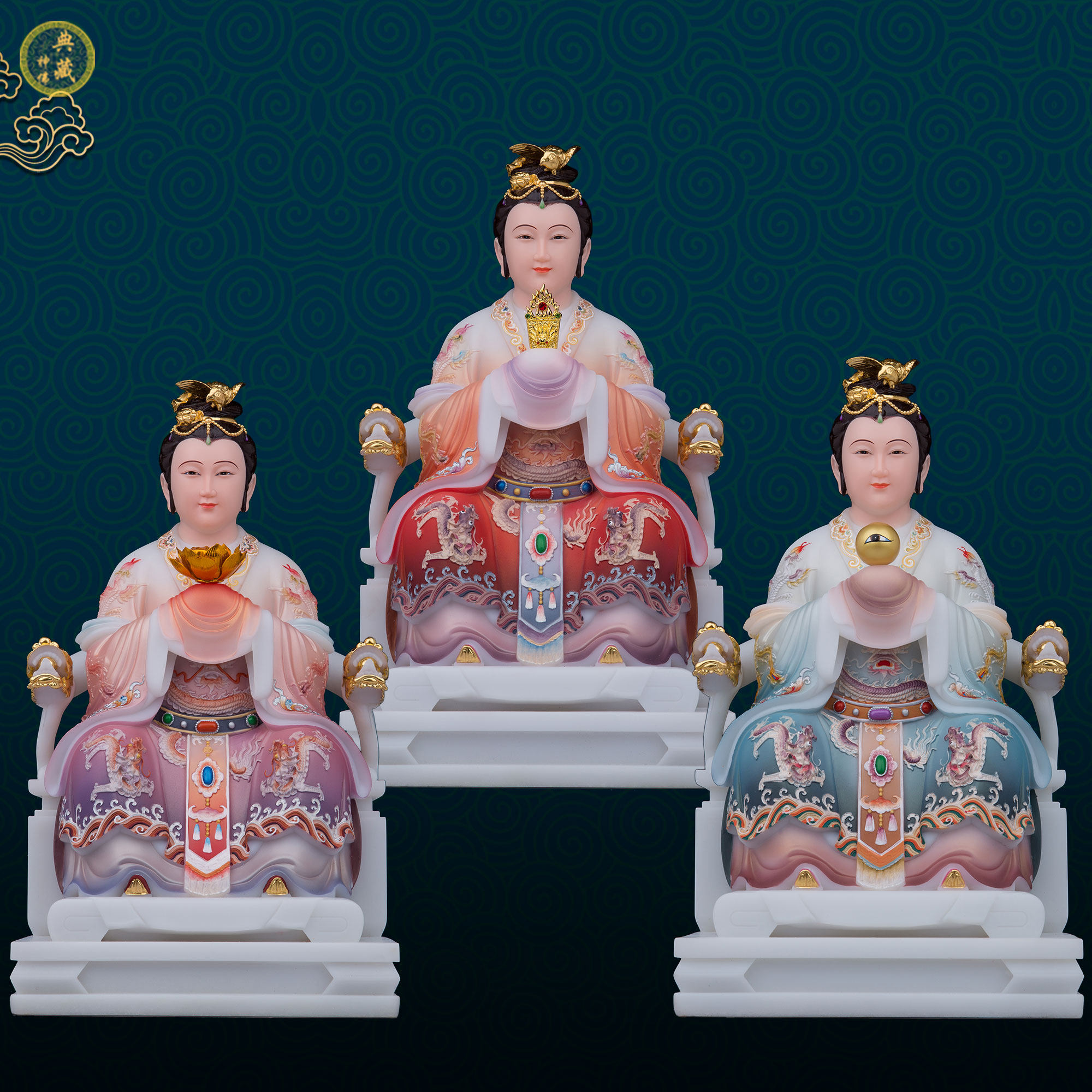 石材客厅泰山奶奶碧霞元君神像