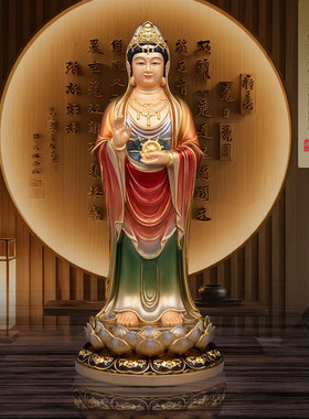 中式铜观音佛像供奉摆件送子