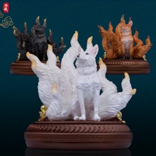 九尾狐摆件真身神像树脂家用供奉狐狸工艺品红狐黑白狐九姑娘真身