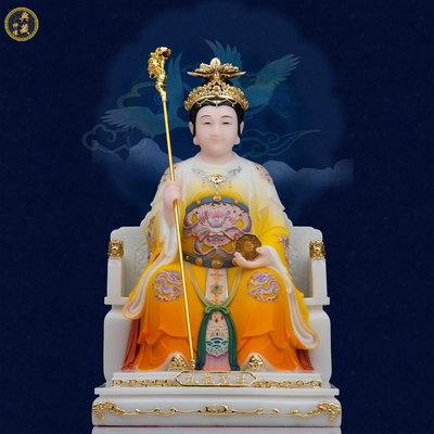 九龙老母神像汉白玉居家用供奉龙母娘娘客厅工艺品中式小摆件