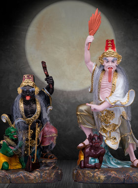 树脂客厅玄关踏鬼七爷八爷摆件