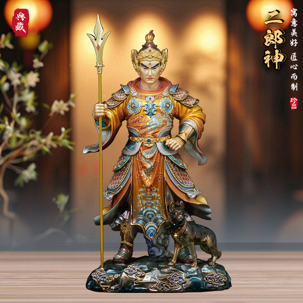 纯铜二郎神杨戬神像摆件