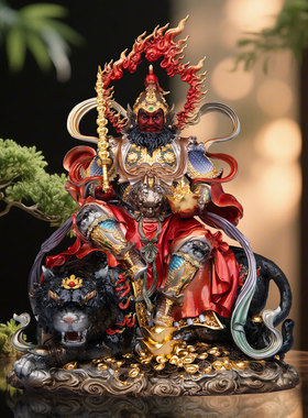 黄铜武财神赵公明神像摆件