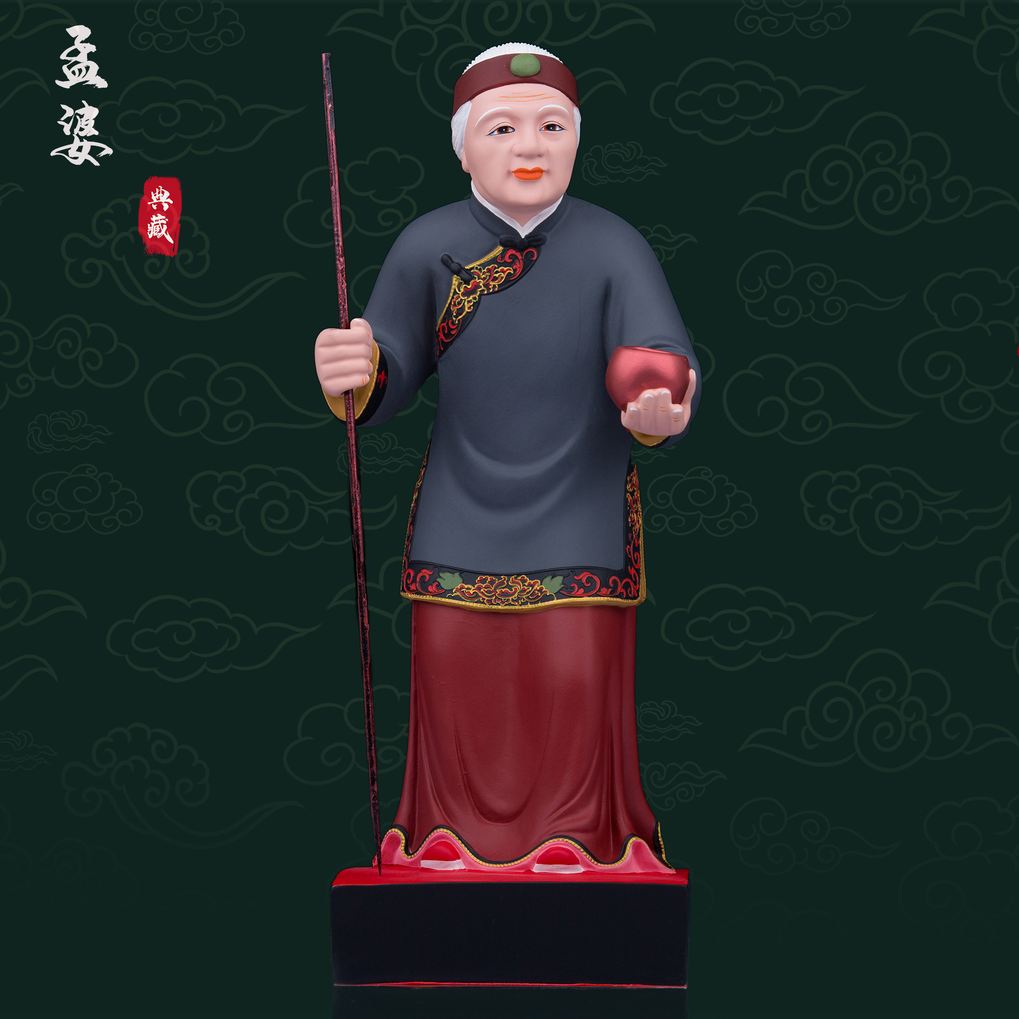 手工彩绘树脂中式客厅孟婆神像