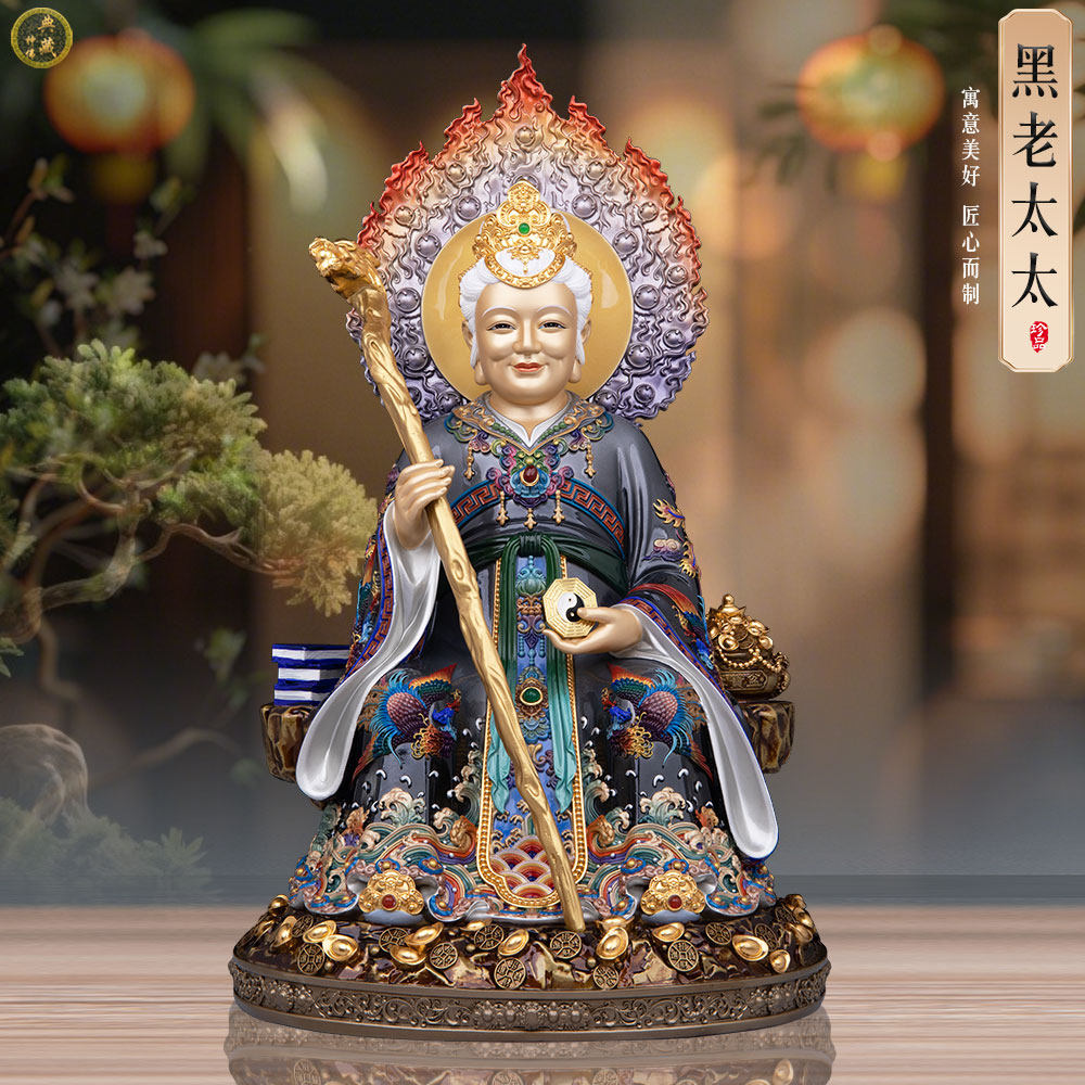 黄铜精雕黑老太太神像堂口供奉