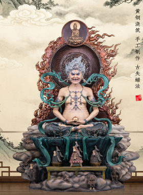 新潮复古铜面燃大士爷佛像供奉