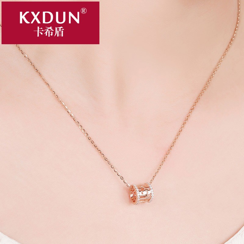 卡希盾新款18K金项链转运珠吊坠项坠彩金玫瑰金锁骨链首饰gn1010