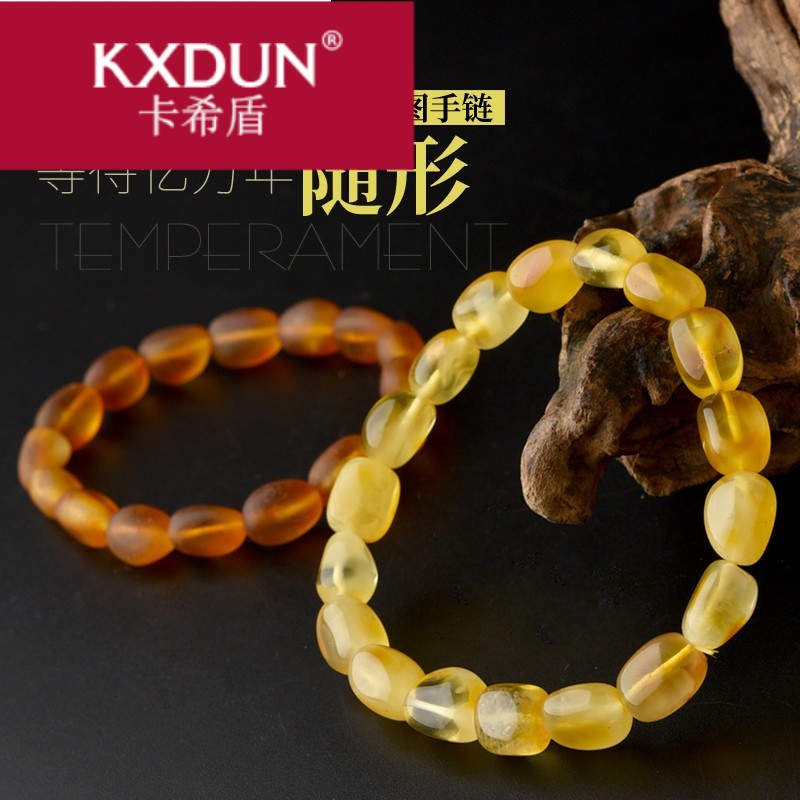 KXDUN/卡希盾手串女鸡油黄老蜜桶珠手链琥珀原石手串福HH0420