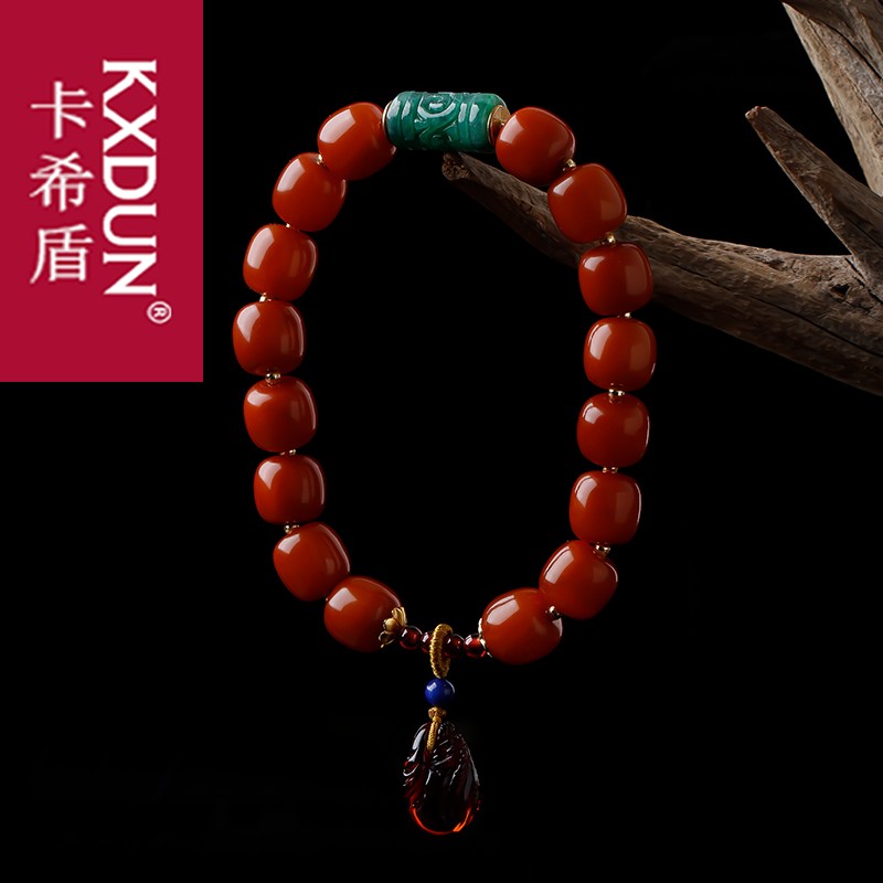 KXDUN老蜜蜡手串鸡油黄女款琥珀随形蜜蜡原石翡翠桶珠手链gs0826