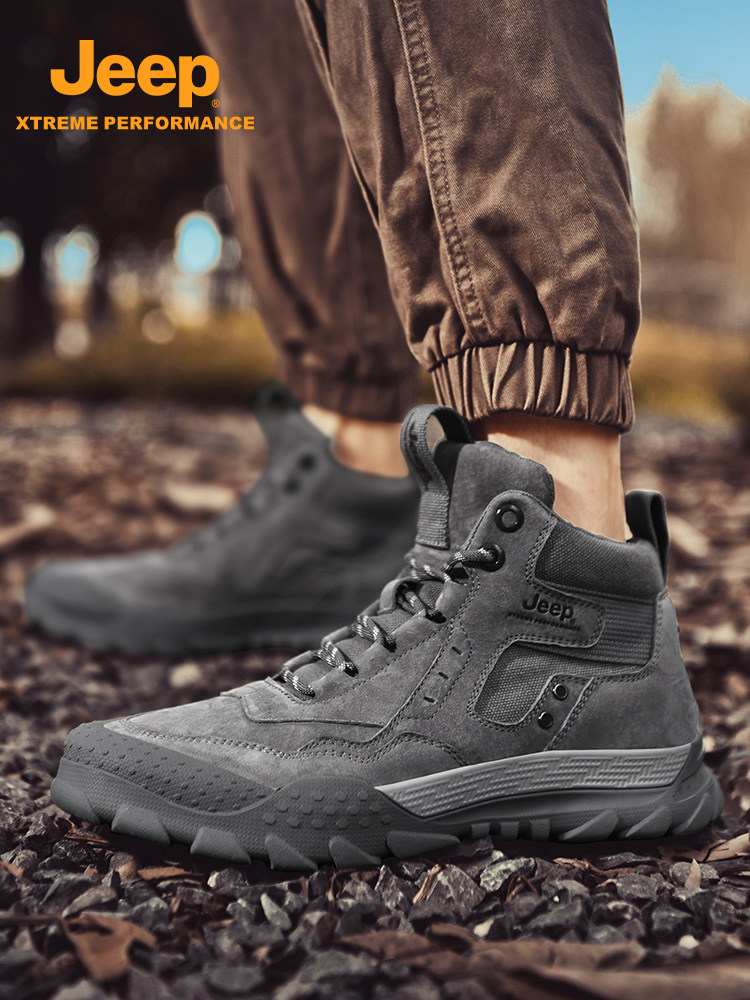 JEEP MENS SHOES WINTER FLEECE HIGH-TOP SHOES MARTIN BOOTS MENS LEATHER TACTICAL WOLF WARRIOR OUTDOOR MOUNTAINEERING COTTON SHOES SNOW BOOTS