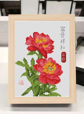 牡丹花十字绣花开富贵2023新款线绣小件客厅diy手工制作自己绣花