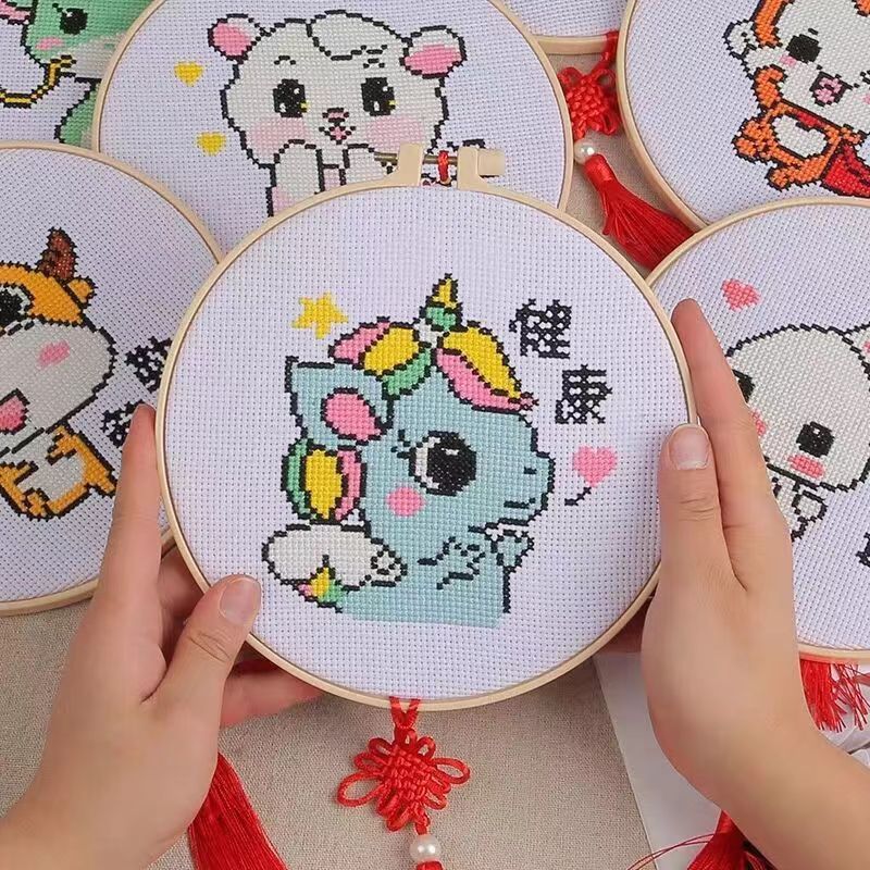 初学者十字绣十二生肖学生手工小件儿童卧室新手简单卡通款自己绣