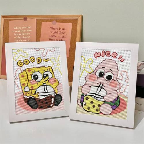 新款十字绣带框小件海绵宝宝卧室卡通简单初学者手工线绣库洛米