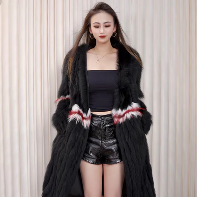 2025秋冬新款狐狸毛车条皮草外套