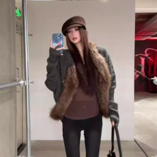 貉子毛毛领毛衣皮草外套网红爆款 古早风设计师原版 女 千禧女神