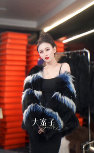 感 进口狐狸毛双面编织女银狐镶嵌百搭时尚 2025新款 暮色雪山