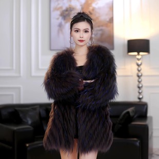 ‘人鱼姐姐’进口貉子毛重工密车车条工艺显瘦百搭原版 设计女中长