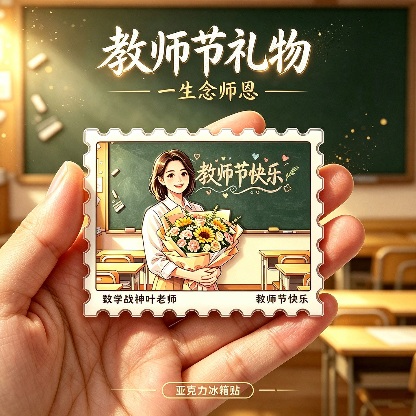 教师节感恩亚克力冰箱贴定制图片