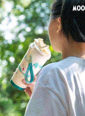 姆明保温杯 车载喝水杯 大容量直饮吸管便携随手水杯露营SUS316L