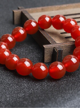 红玛瑙手串单圈男女佛珠，经典简