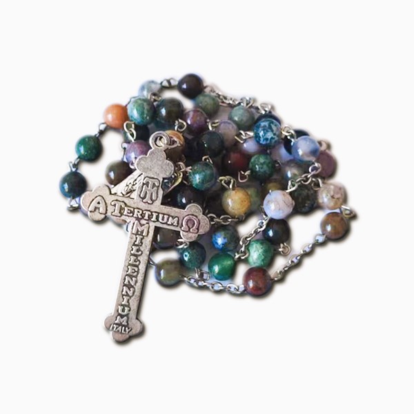 意大利轻奢复古多彩天然玛瑙玫瑰念珠手链59颗小众玫瑰经念珠项链