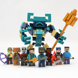我的世界怪物机甲循声守卫红石巨兽雪傀儡中国积木拼装儿童玩具