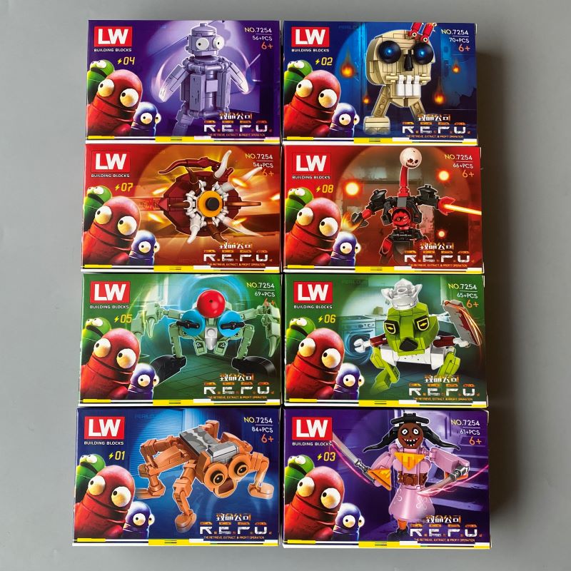 致命公司怪物员工积木拼装模型人偶网红关卡游戏周边组装玩具