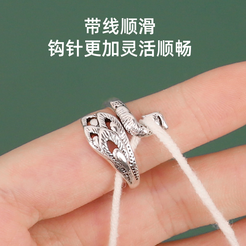 毛線鉤織帶線器復(fù)古創(chuàng)意孔雀開(kāi)口戒指女民族風(fēng)做舊鉤針指環(huán)戒環(huán)