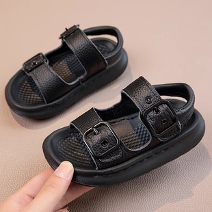 夏天软底轻便女童鞋 男童凉鞋 儿童真皮露趾沙滩鞋 2025夏季 子潮 新款