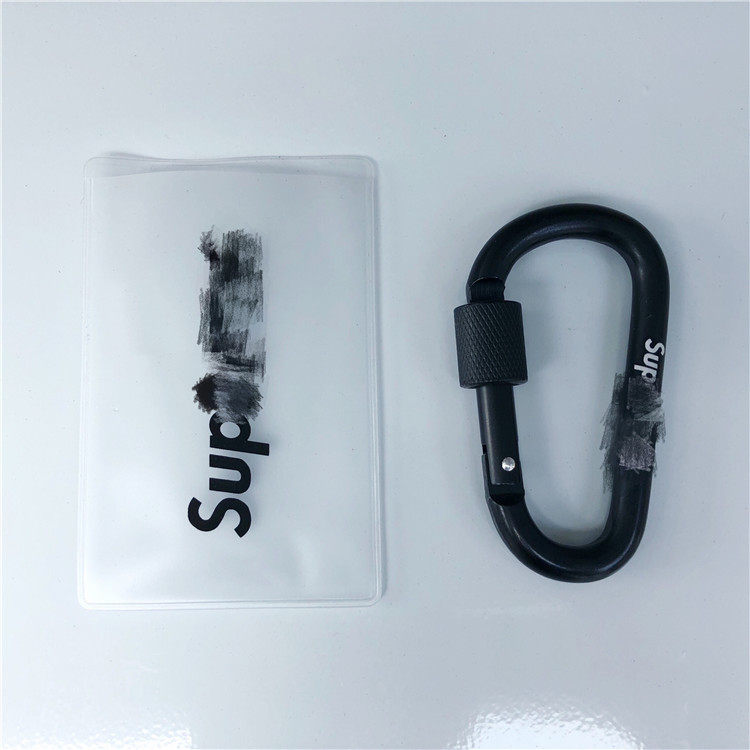 thumbnail for Free shipping sup carabiner black red anti-theft buckle keychain portable backpack pendant thick and fixed logo