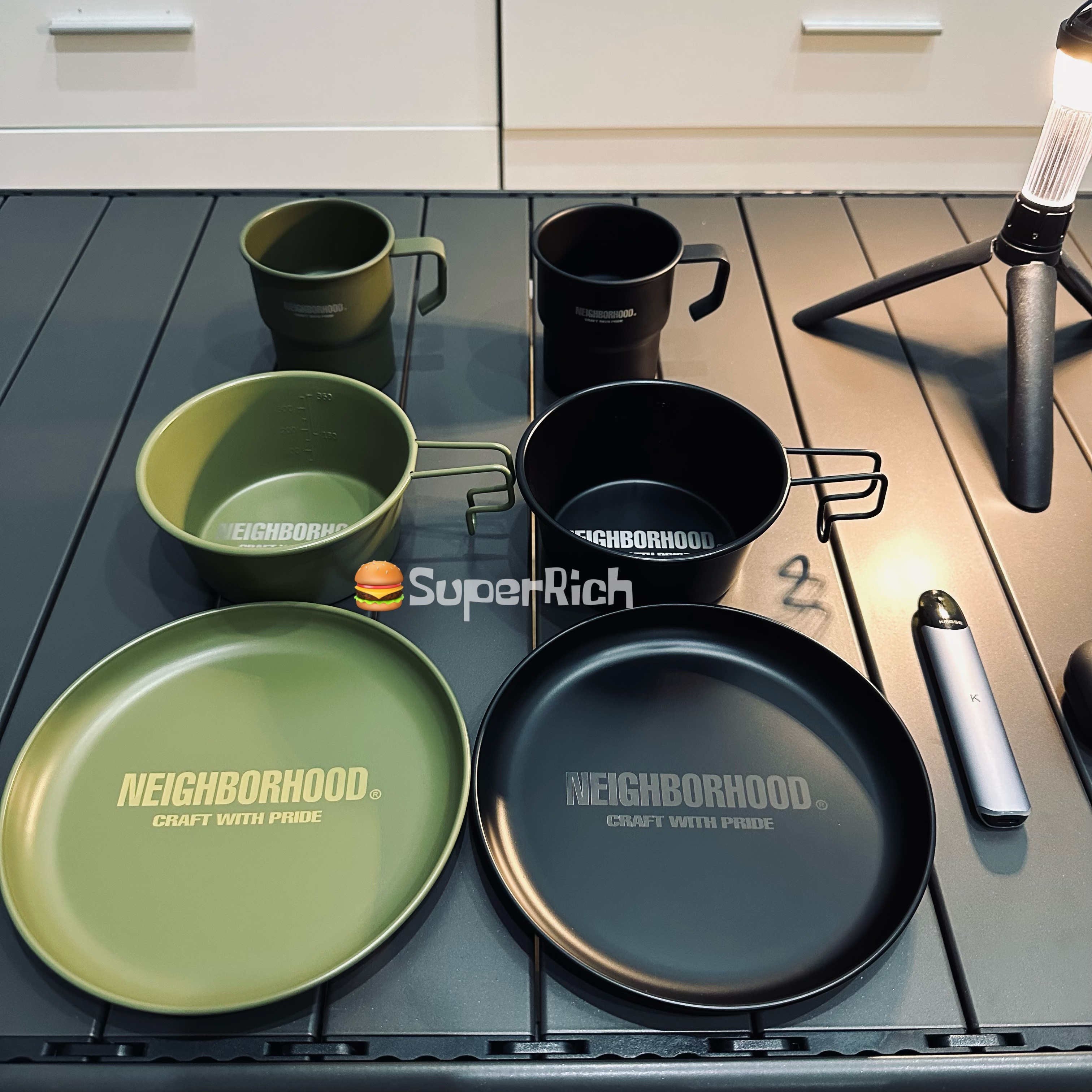 包邮Nbhd户外露营野营野炊餐具黑化风挂杯雪拉碗餐盘便携轻量化酷