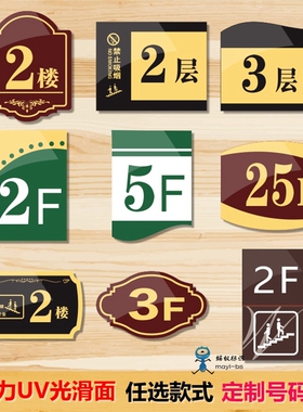 楼栋座梯号单元门牌楼层号码标识数字索引编号牌亚克力UV丝印定做