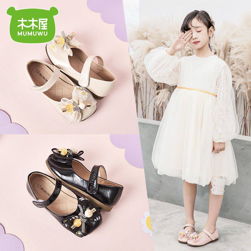 木木屋女童公主鞋2022秋季新款软底单鞋韩版学院风方头皮鞋舞蹈鞋