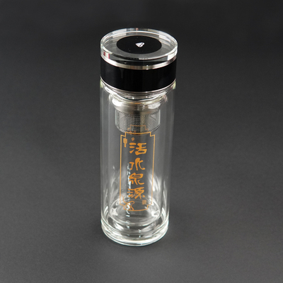 活水泉源  水晶双层玻璃杯高档耐高温茶杯男士送爸爸生日礼物定制