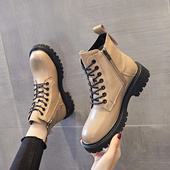 SHOEBOX马丁靴女英伦风2025秋冬时尚 百搭女士轻便厚底瘦瘦短靴子