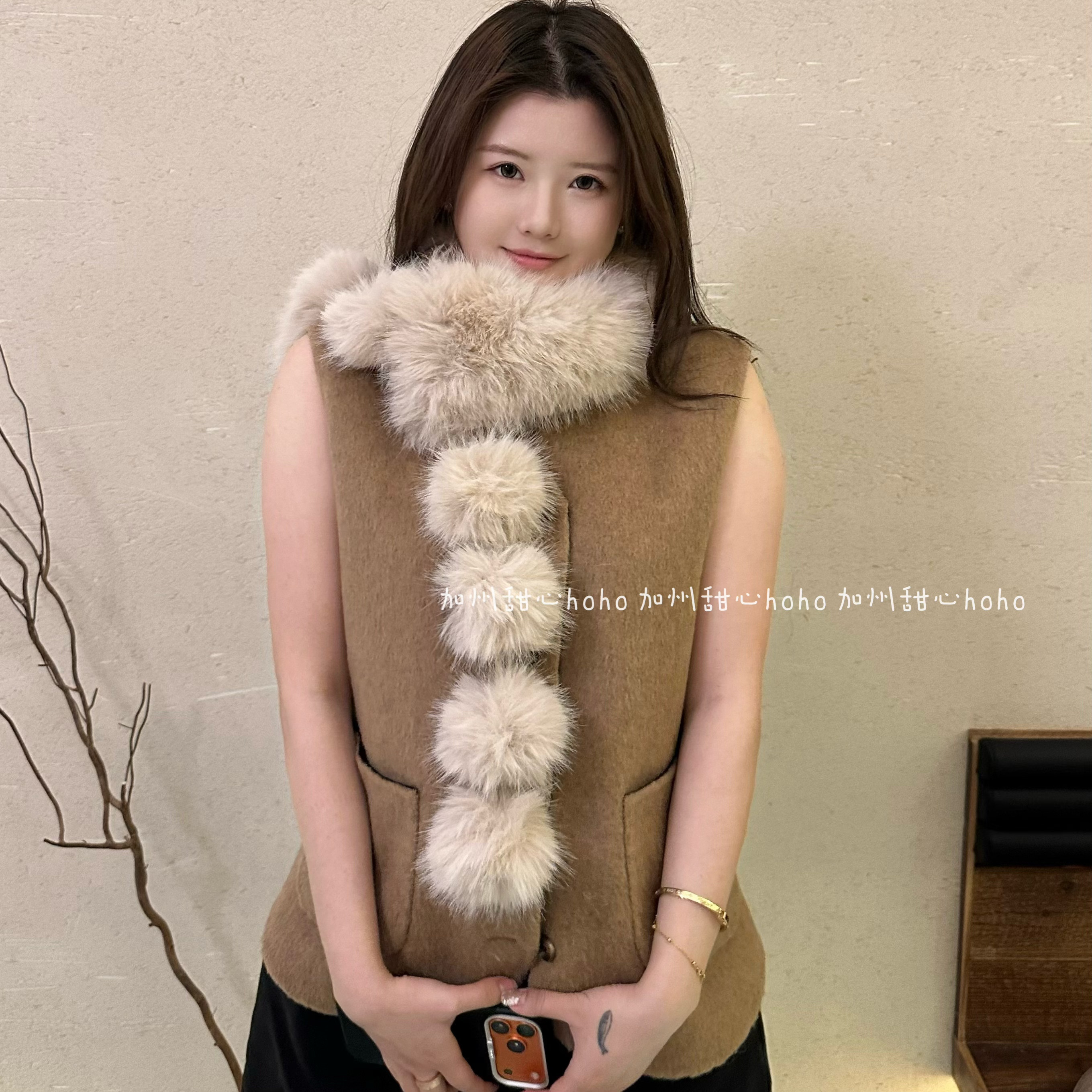 千金小姐~新款冬季仿狐狸毛围巾毛球皮草围脖保暖气质高级披肩