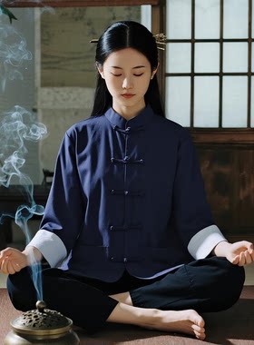 素衣寺庙拜佛太极禅服套装