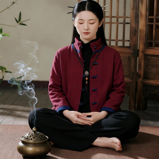 禅修打坐居士拜佛禅服女禅意棉袄佛系高端女装太极服道服练功汉服