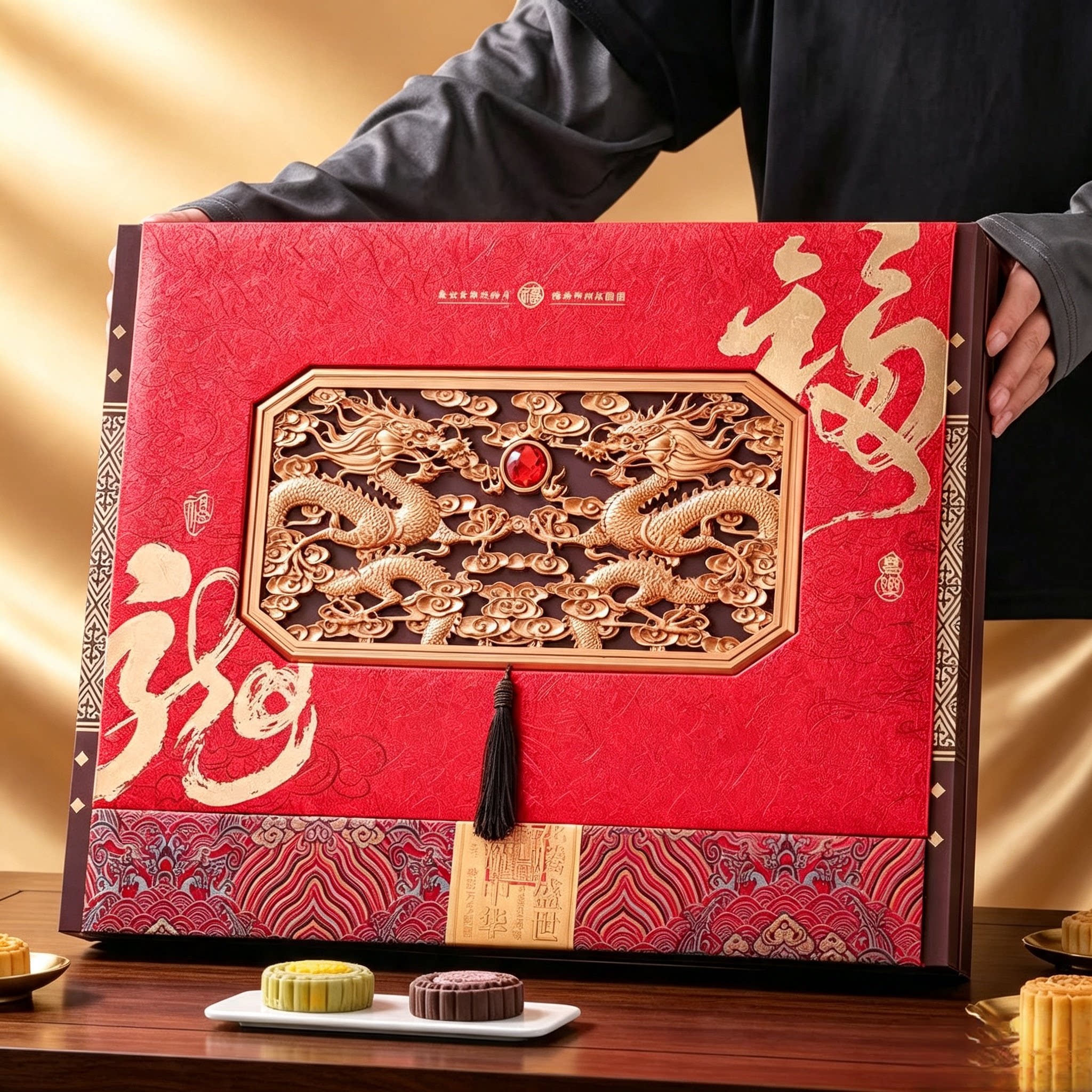 高档月饼礼盒空盒12粒10粒月饼包装盒国风酒店商务送礼新款高级感