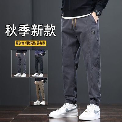 秋冬加绒加厚休闲裤男宽松男士保暖时尚束脚裤哈伦工装长裤子男装