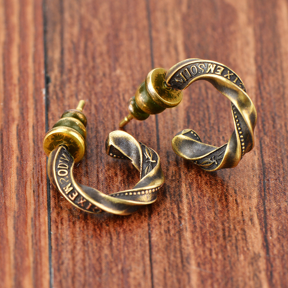 925银墨西哥钱币麻花耳环男台湾宫廷复古配饰品银耳钉女情侣礼物