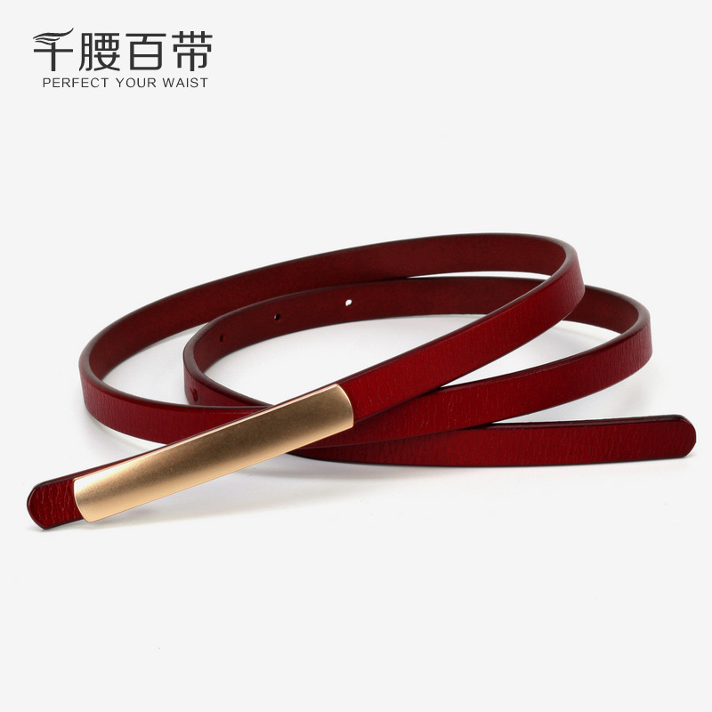 复古腰带女细装饰配连衣裙百搭裙子腰链ins风皮带腰封细黑色真皮