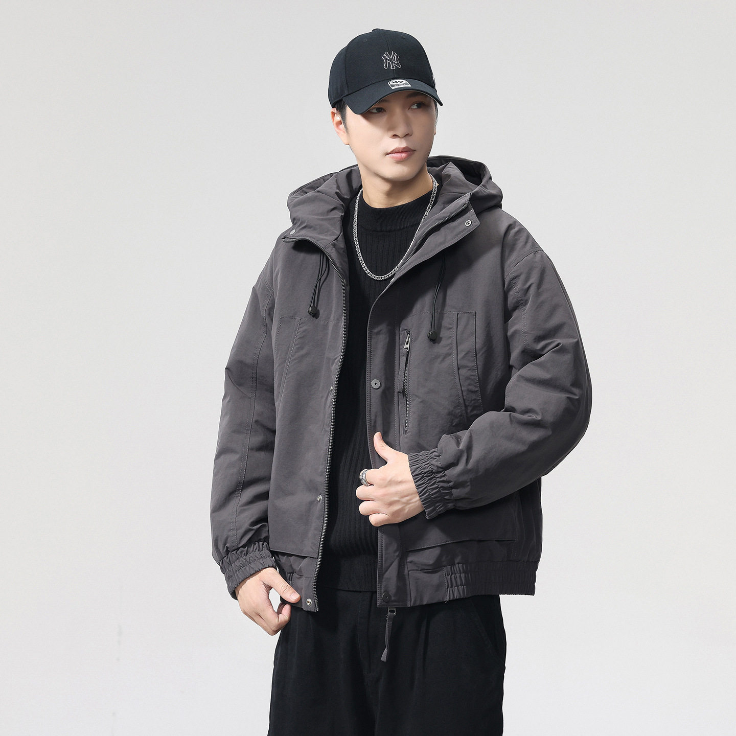 秋冬新款连帽棉衣男宽松保暖