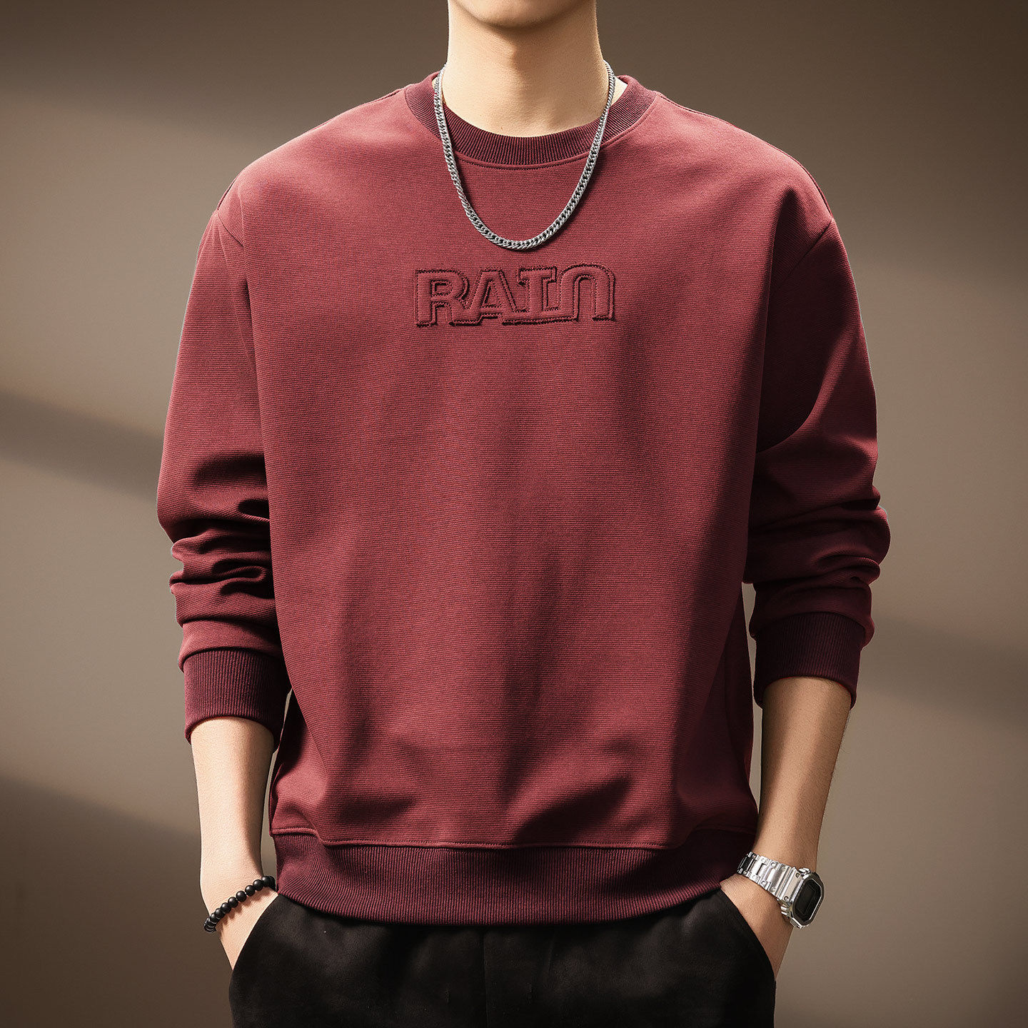 高端美式复古字母印花圆领卫衣男士秋冬新款休闲简约时尚长袖T恤,户外/登山/野营/旅行用品,户外休闲衣,淘宝优惠券,粉丝福利购,淘宝优惠卷